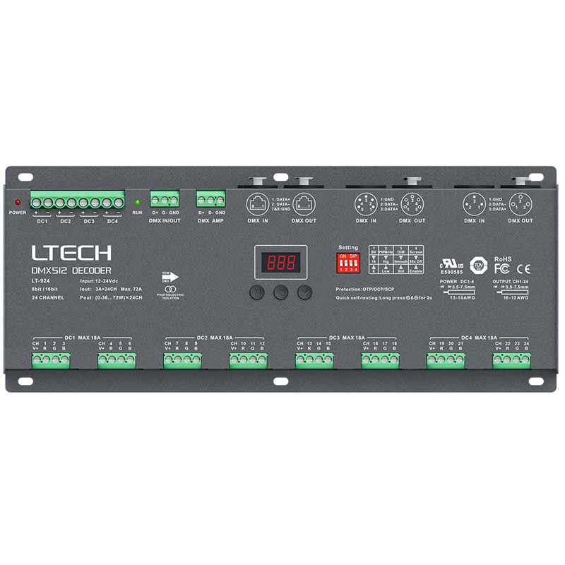 24CH CV LED DMX UL-Listed LED Decoder LT-924